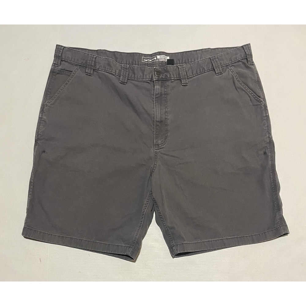 Carhartt Shorts Men's Size 48 X 9.5 Gray Canvas Relaxed Fit Workwear Rugged Flex